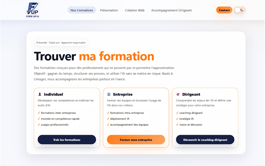 Aperçu du site Form-Up IA